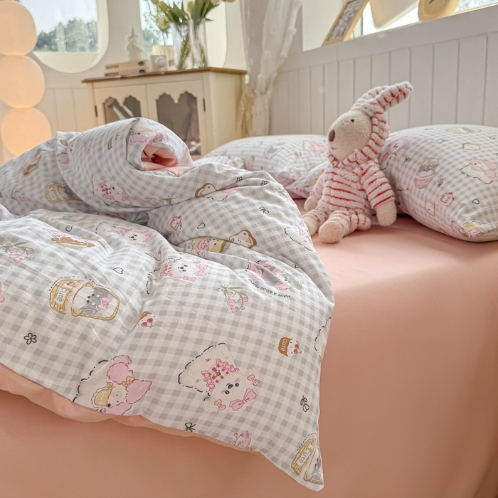 91家纺网 家纺一手货源 找家纺 丝芙妮家居（原乐视家纺） 2025春夏新款水洗皱皱棉印花四件套 奶芙