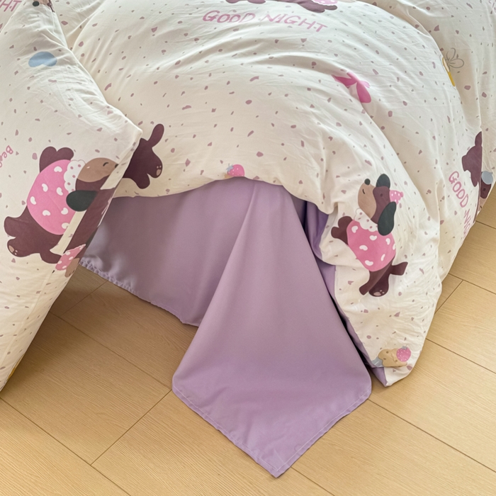 91家纺网 家纺一手货源 找家纺 丝芙妮家居（原乐视家纺） 2025春夏新款水洗皱皱棉印花四件套 奶油狗