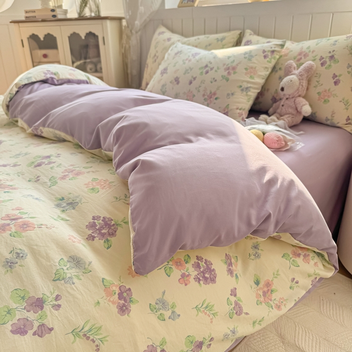 91家纺网 家纺一手货源 找家纺 丝芙妮家居（原乐视家纺） 2025春夏新款水洗皱皱棉印花四件套 浅夏