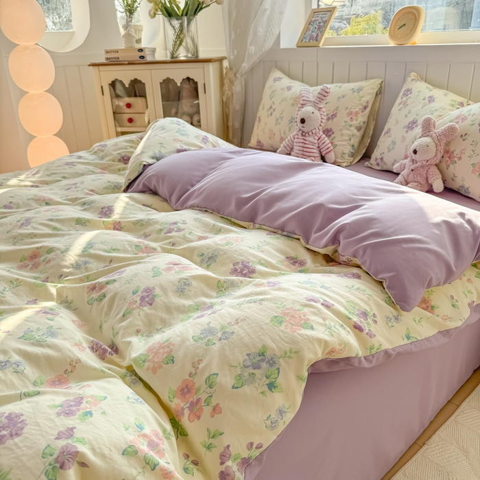 91家纺网 家纺一手货源 找家纺 丝芙妮家居（原乐视家纺） 2025春夏新款水洗皱皱棉印花四件套 浅夏