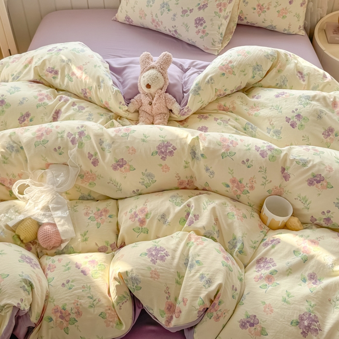 91家纺网 家纺一手货源 找家纺 丝芙妮家居（原乐视家纺） 2025春夏新款水洗皱皱棉印花四件套 浅夏