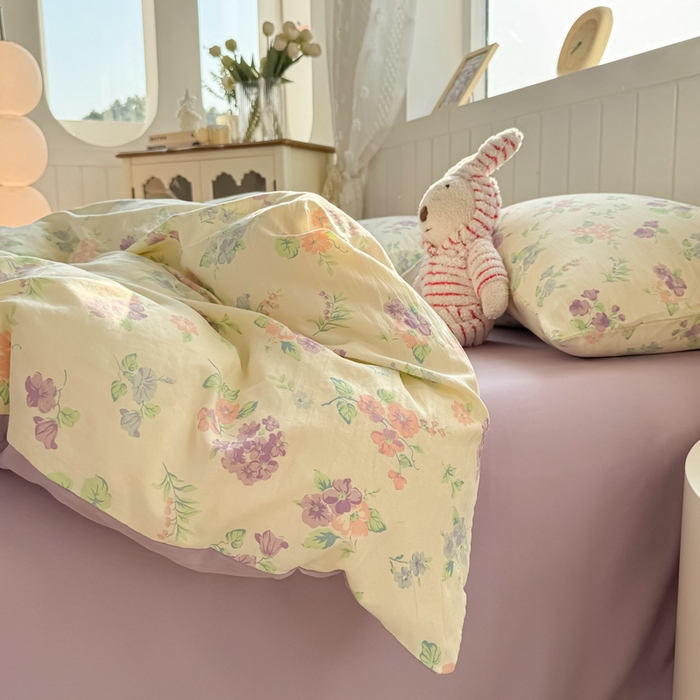 91家纺网 家纺一手货源 找家纺 丝芙妮家居（原乐视家纺） 2025春夏新款水洗皱皱棉印花四件套 浅夏