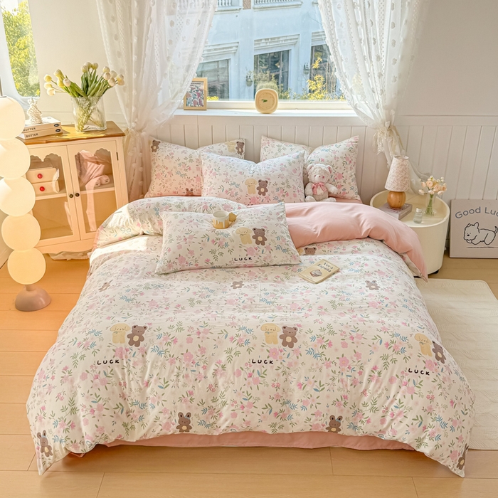 91家纺网 家纺一手货源 找家纺 丝芙妮家居（原乐视家纺） 2025春夏新款水洗皱皱棉印花四件套 甜茶派对