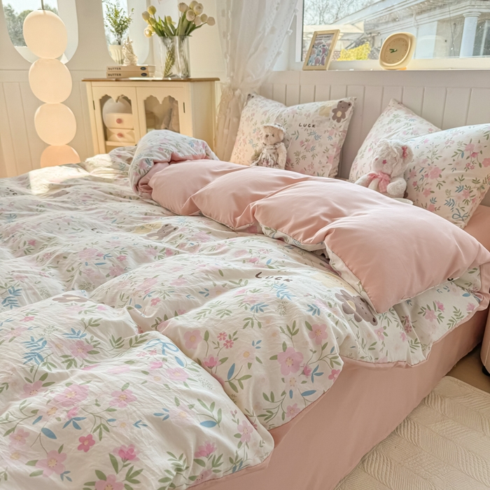 91家纺网 家纺一手货源 找家纺 丝芙妮家居（原乐视家纺） 2025春夏新款水洗皱皱棉印花四件套 甜茶派对