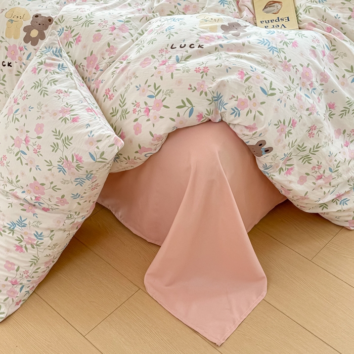 91家纺网 家纺一手货源 找家纺 丝芙妮家居（原乐视家纺） 2025春夏新款水洗皱皱棉印花四件套 甜茶派对