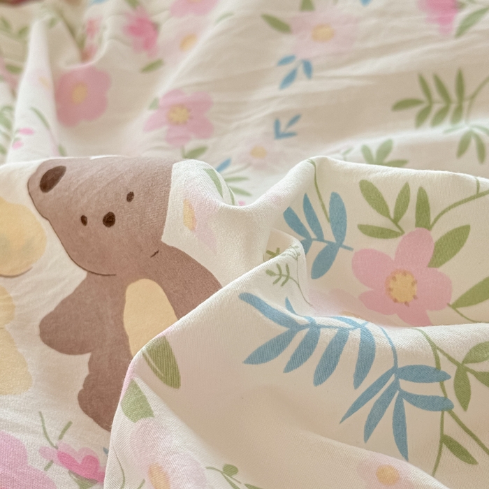 91家纺网 家纺一手货源 找家纺 丝芙妮家居（原乐视家纺） 2025春夏新款水洗皱皱棉印花四件套 甜茶派对