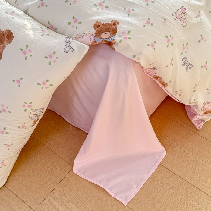 91家纺网 家纺一手货源 找家纺 丝芙妮家居（原乐视家纺） 2025春夏新款水洗皱皱棉印花四件套 甜心熊