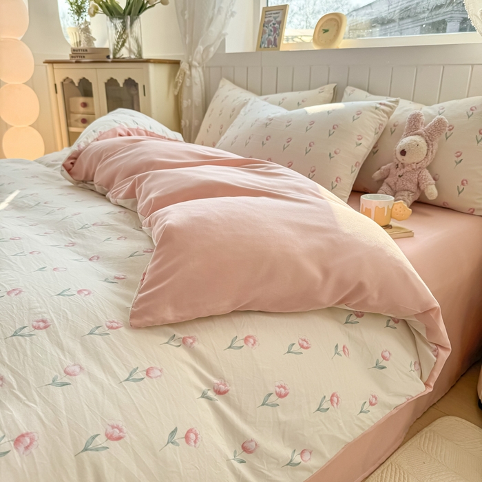 91家纺网 家纺一手货源 找家纺 丝芙妮家居（原乐视家纺） 2025春夏新款水洗皱皱棉印花四件套 雾幸