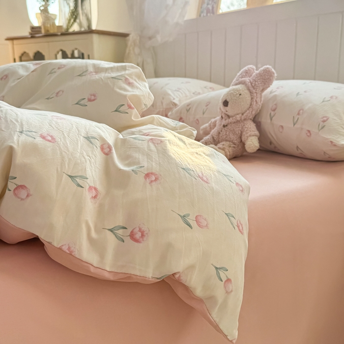 91家纺网 家纺一手货源 找家纺 丝芙妮家居（原乐视家纺） 2025春夏新款水洗皱皱棉印花四件套 雾幸