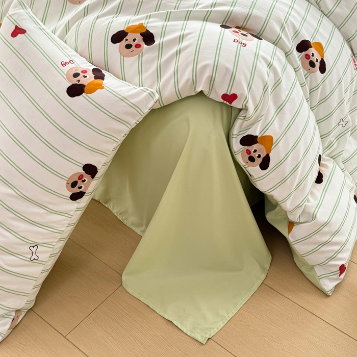 91家纺网 家纺一手货源 找家纺 丝芙妮家居（原乐视家纺） 2025春夏新款水洗皱皱棉印花四件套 修修狗