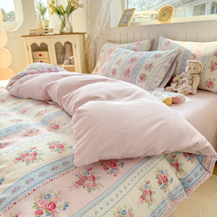 91家纺网 家纺一手货源 找家纺 丝芙妮家居（原乐视家纺） 2025春夏新款水洗皱皱棉印花四件套 萱花