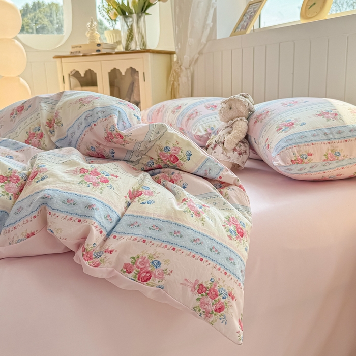 91家纺网 家纺一手货源 找家纺 丝芙妮家居（原乐视家纺） 2025春夏新款水洗皱皱棉印花四件套 萱花