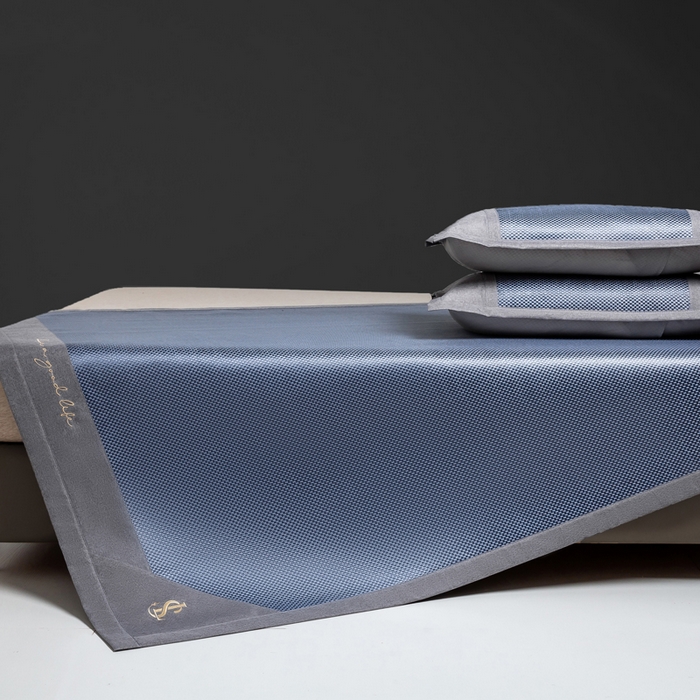 91家纺网 家纺一手货源 找家纺 （总）宜家坊 2025新款A类纯色绣花冰藤席凉席三件套