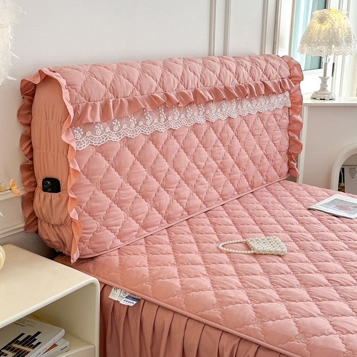 91家纺网 家纺一手货源 找家纺 2025新款蝴蝶飞飞系列 --A类亲肤棉床裙床笠二合一 豆沙 