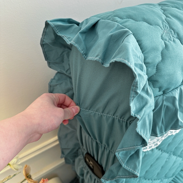 91家纺网 家纺一手货源 找家纺 2025新款蝴蝶飞飞系列 --A类亲肤棉床裙床笠二合一 蓝色