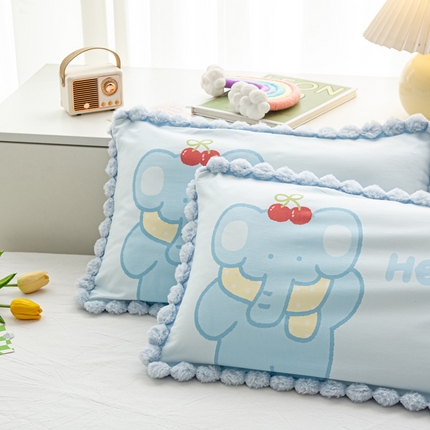 萌番宝 2025新款100支云柔全棉磨毛儿童枕套卡通单件单枕套 长鼻象