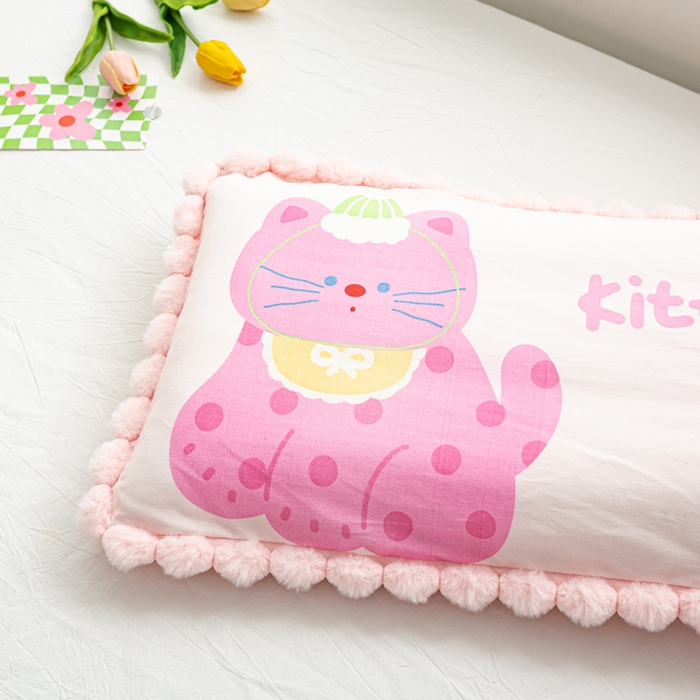 91家纺网 家纺一手货源 找家纺 萌番宝 2025新款100支云柔全棉磨毛儿童枕套卡通单件单枕套 蝴蝶猫