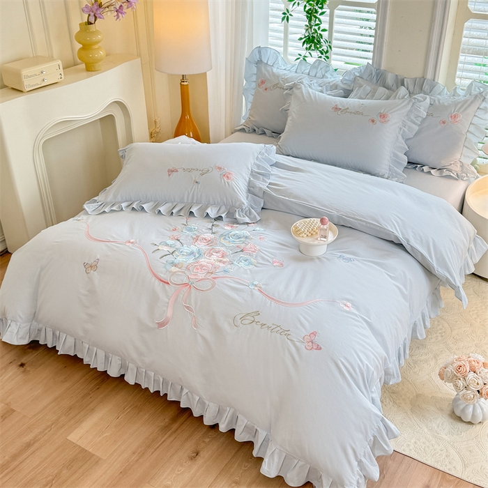 91家纺网 家纺一手货源 找家纺 （总）绒棉世家 2025新款韩版贴布绣刺绣四件套-花蔓