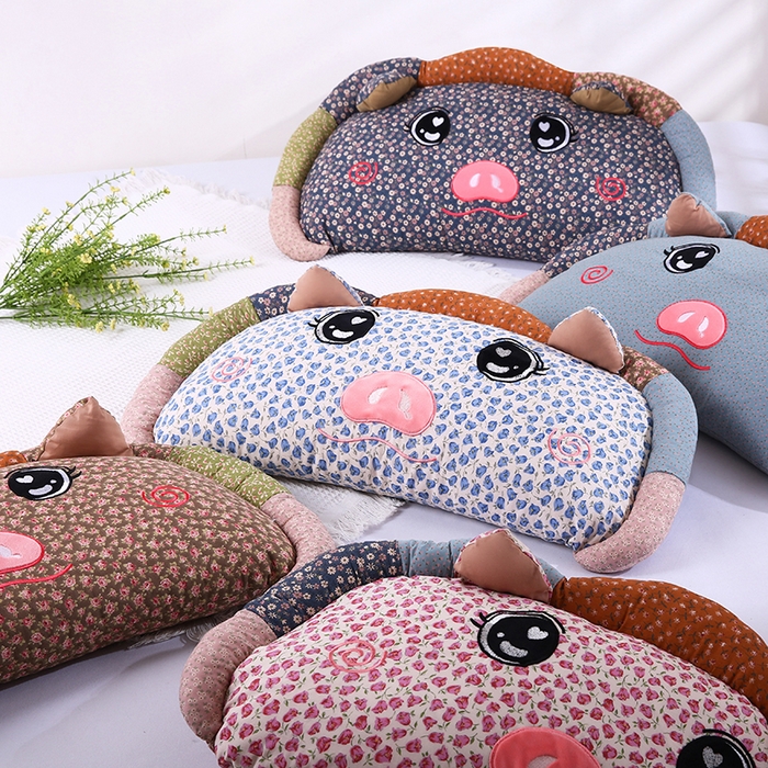 91家纺网 家纺一手货源 找家纺 （总）蔻眠 2025新款全棉卡通荞麦枕芯儿童学生成人护颈枕萌萌猪