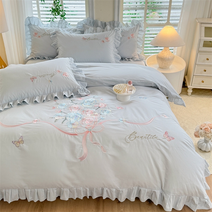 91家纺网 家纺一手货源 找家纺 （总）绒棉世家 2025新款韩版贴布绣刺绣四件套-花蔓