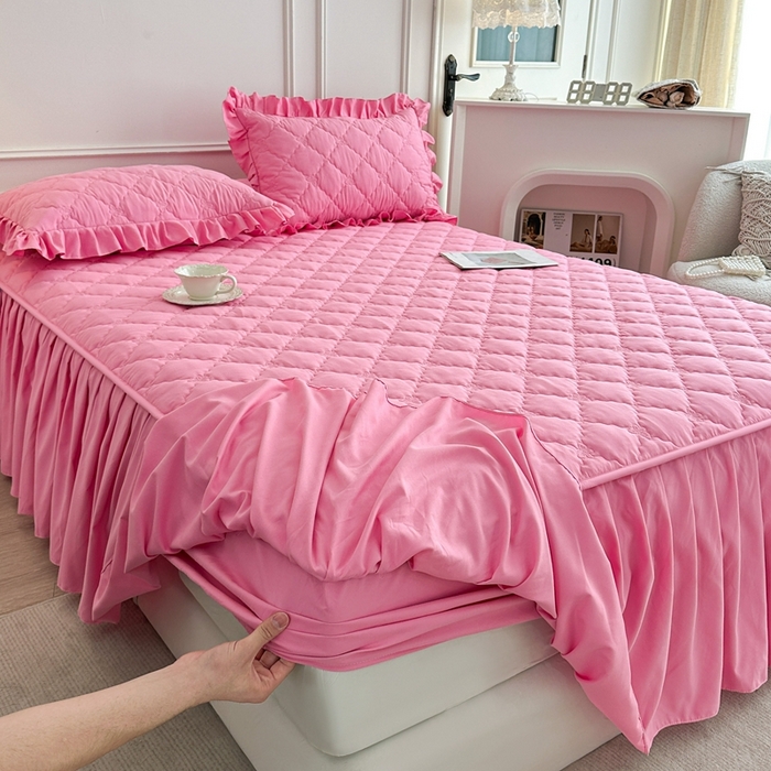 91家纺网 家纺一手货源 找家纺 怡源梦 2025新款蝴蝶飞飞系列 A类全包夹棉床头罩 粉色