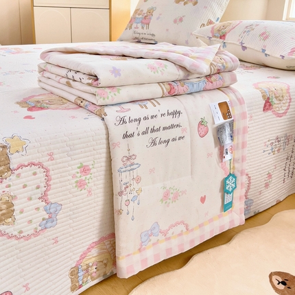 91家纺网 家纺一手货源 找家纺 （总）亿莱鑫 2025新款全棉水洗夏凉被 空调被 被子夏被四件套床盖款