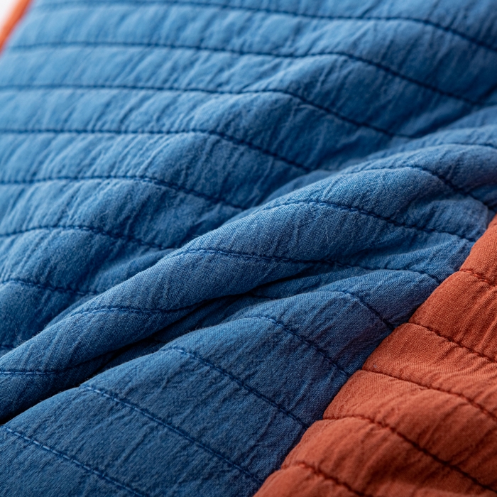 91家纺网 家纺一手货源 找家纺 萌番宝全荞麦壳枕芯全棉砂洗三维立体分区荞麦颈椎枕纯植物草本薰衣草枕头 蓝+橙色