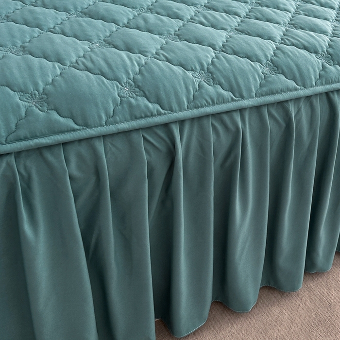 91家纺网 家纺一手货源 找家纺 2025新款蝴蝶飞飞系列 --A类亲肤棉床裙床笠二合一 蓝色