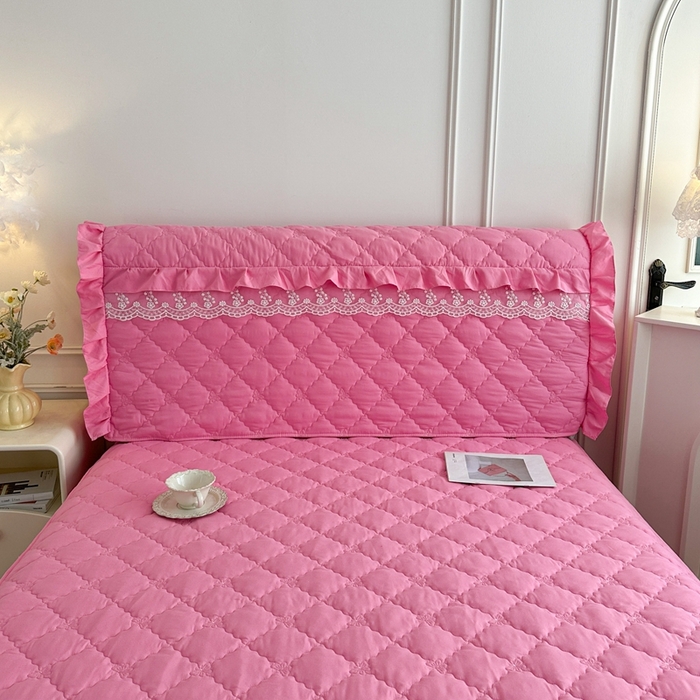 91家纺网 家纺一手货源 找家纺 2025新款蝴蝶飞飞系列 --A类亲肤棉床裙床笠二合一 粉色