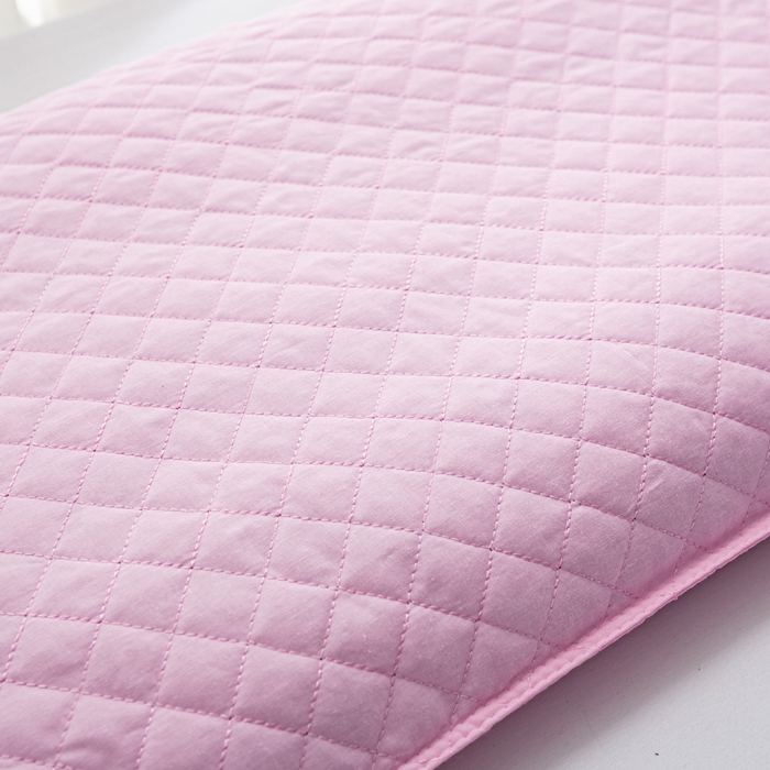 91家纺网 家纺一手货源 找家纺 萌番宝 2025新款简约纯色全棉纯棉全荞麦枕表面多道绗缝内胆可脱卸枕头枕芯 粉红全荞麦枕