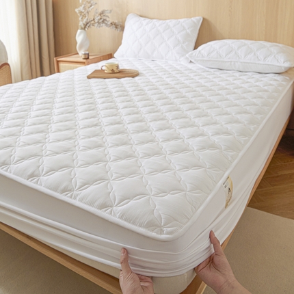 九亭家纺 2025新款A类大豆纤维防水夹棉床笠 防水百叶白