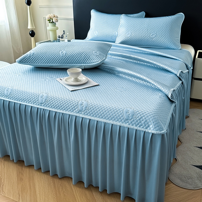 91家纺网 家纺一手货源 找家纺 （总）卡罗兰 2025新款豆豆凉席小冰熊床裙床笠款