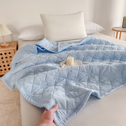 91家纺网 家纺一手货源 找家纺 2025新款亲肤舒适水洗棉夏被 水洗棉-蓝
