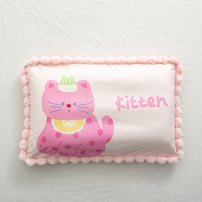 91家纺网 家纺一手货源 找家纺 萌番宝 2025新款100支云柔全棉磨毛儿童枕套卡通单件单枕套 蝴蝶猫