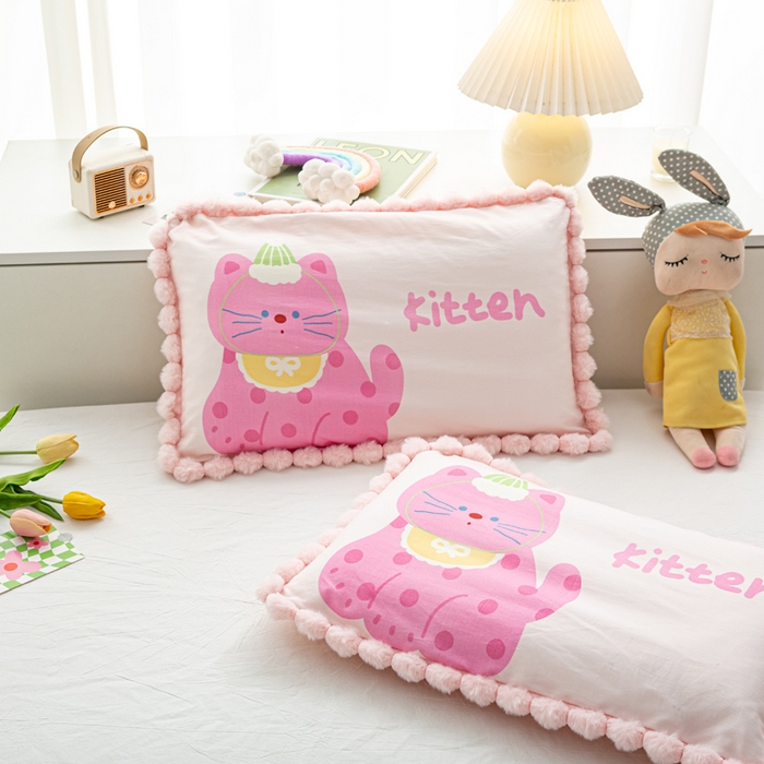 91家纺网 家纺一手货源 找家纺 萌番宝 2025新款100支云柔全棉磨毛儿童枕套卡通单件单枕套 蝴蝶猫