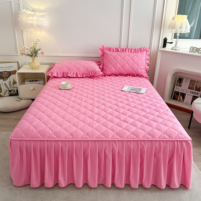 91家纺网 家纺一手货源 找家纺 （总）2025新款蝴蝶飞飞系列 A类亲肤棉夹棉床笠式床裙四件套