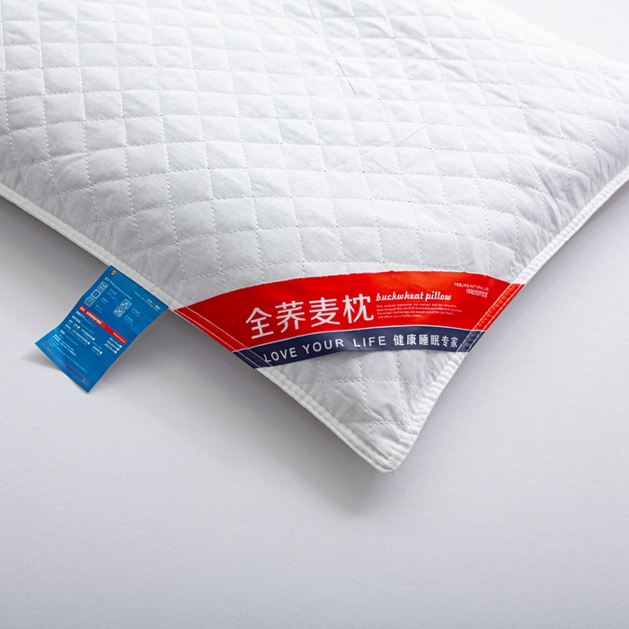 91家纺网 家纺一手货源 找家纺 （总）萌番宝 2025新款简约纯色全棉纯棉全荞麦枕表面多道绗缝内胆可脱卸枕头枕芯