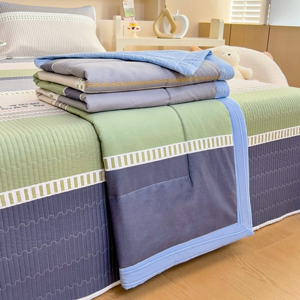 91家纺网 家纺一手货源 找家纺 （总）亿莱鑫 2025新款全棉水洗夏凉被 空调被 被子夏被四件套床盖款