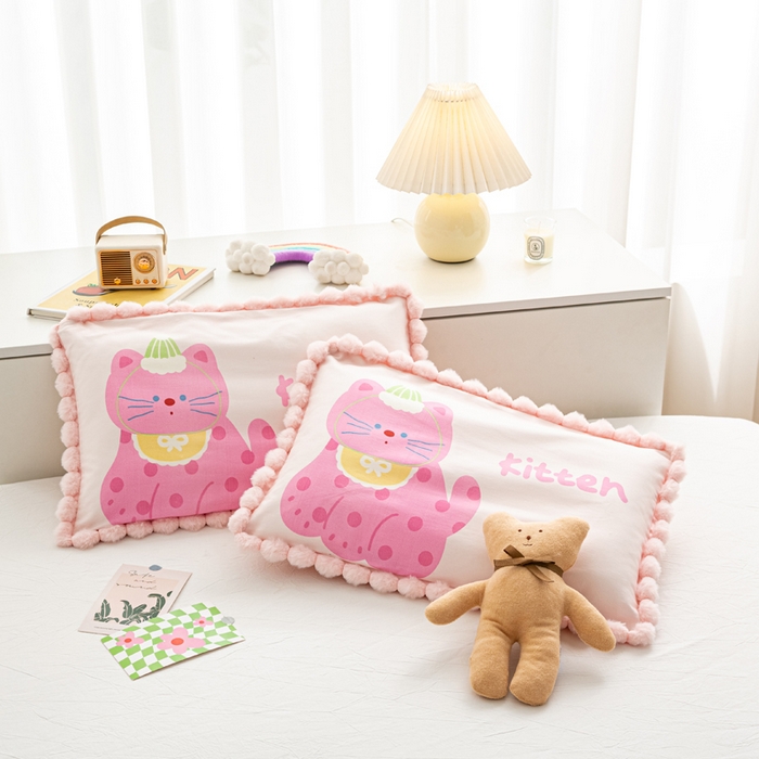 91家纺网 家纺一手货源 找家纺 萌番宝 2025新款100支云柔全棉磨毛儿童枕套卡通单件单枕套 蝴蝶猫