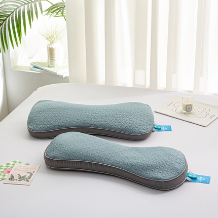 萌番宝 2025新款夏季冰豆豆凉枕荞麦颈椎枕圆柱护颈枕牵引荞麦壳枕芯 冰豆豆荞麦颈椎枕-湖蓝52*21*11cm
