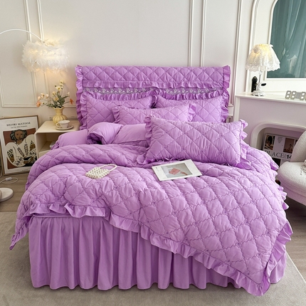 91家纺网 家纺一手货源 找家纺 （总）2025新款蝴蝶飞飞系列 A类亲肤棉夹棉床笠式床裙四件套