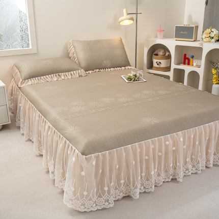 美洲琳 2025新款A类PE高分子冰豆豆床单床笠床裙款凉席冰丝席凉感软席子 咖