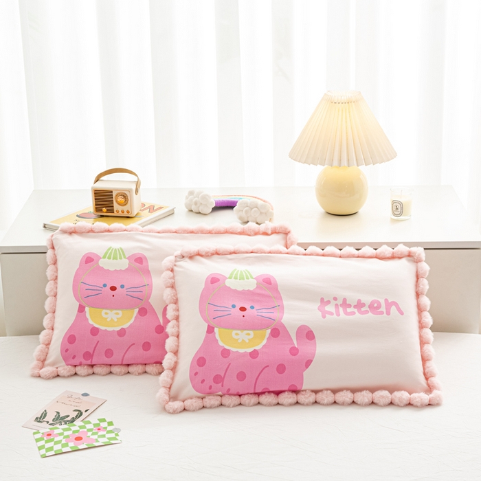 91家纺网 家纺一手货源 找家纺 萌番宝 2025新款100支云柔全棉磨毛儿童枕套卡通单件单枕套 蝴蝶猫
