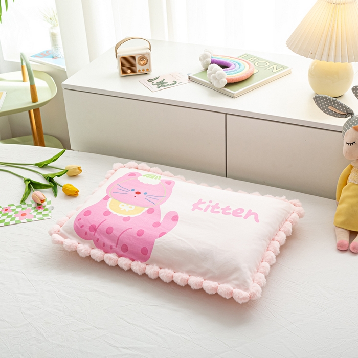 91家纺网 家纺一手货源 找家纺 萌番宝 2025新款100支云柔全棉磨毛儿童枕套卡通单件单枕套 蝴蝶猫