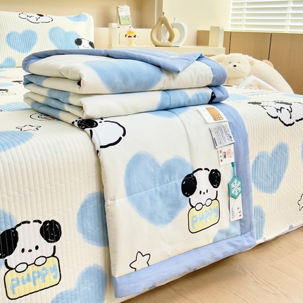 91家纺网 家纺一手货源 找家纺 （总）亿莱鑫 2025新款全棉水洗夏凉被 空调被 被子夏被四件套床盖款