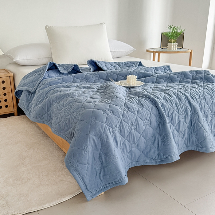 91家纺网 家纺一手货源 找家纺 2025新款亲肤舒适水洗棉夏被 水洗棉-深蓝