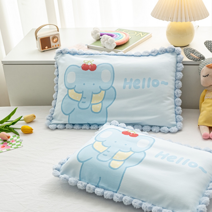 91家纺网 家纺一手货源 找家纺 萌番宝 2025新款100支云柔全棉磨毛儿童枕套卡通单件单枕套 长鼻象