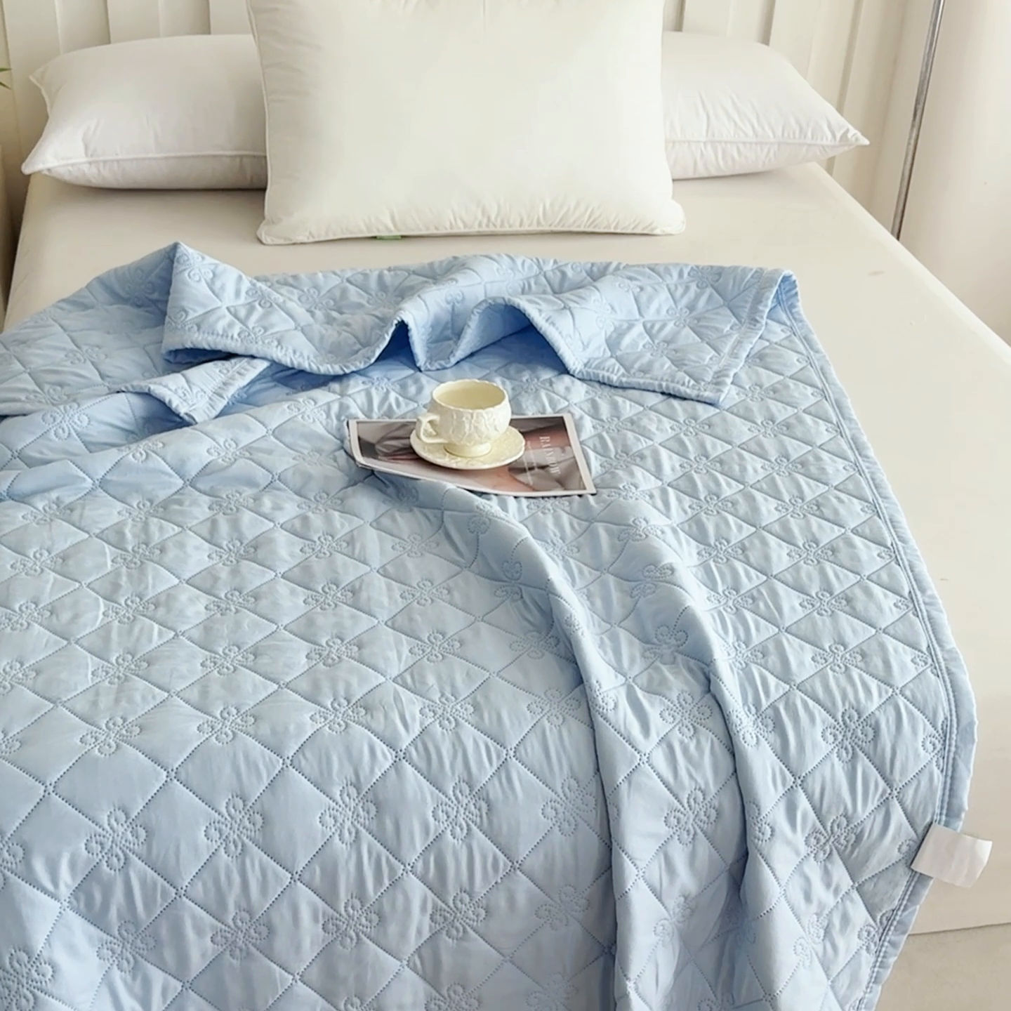 91家纺网 家纺一手货源 找家纺 2025新款亲肤舒适水洗棉夏被 水洗棉-蓝