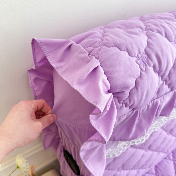 91家纺网 家纺一手货源 找家纺 2025新款蝴蝶飞飞系列 --A类亲肤棉床裙床笠二合一 紫色