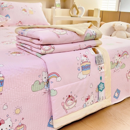 91家纺网 家纺一手货源 找家纺 （总）亿莱鑫 2025新款全棉水洗夏凉被 空调被 被子夏被四件套床盖款